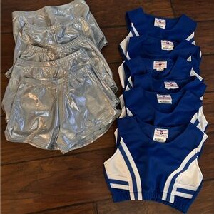 Blue and Silver Kids Dance / Cheerleading Uniform Set Lot of 6 sets Girl's Med
